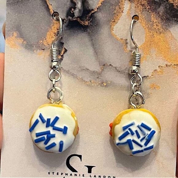 NEW Jelly Donut Polymer Clay Stud Dangle Earrings - Picture 1 of 2